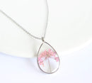 Teardrop Pressed Flower Pendant Necklace, Real Dried Flower Resin Jewellery