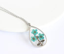 Teardrop Pressed Flower Pendant Necklace, Real Dried Flower Resin Jewellery