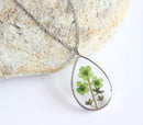 Teardrop Pressed Flower Pendant Necklace, Real Dried Flower Resin Jewellery