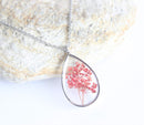 Teardrop Pressed Flower Pendant Necklace, Real Dried Flower Resin Jewellery