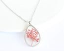 Teardrop Pressed Flower Pendant Necklace, Real Dried Flower Resin Jewellery