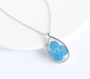 Teardrop Pressed Flower Pendant Necklace, Real Dried Flower Resin Jewellery