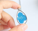 Teardrop Pressed Flower Pendant Necklace, Real Dried Flower Resin Jewellery