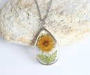 Teardrop Pressed Flower Pendant Necklace, Real Dried Flower Resin Jewellery