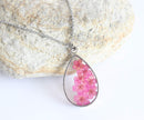 Teardrop Pressed Flower Pendant Necklace, Real Dried Flower Resin Jewellery