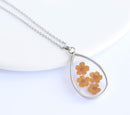 Teardrop Pressed Flower Pendant Necklace, Real Dried Flower Resin Jewellery