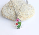 Teardrop Pressed Flower Pendant Necklace, Real Dried Flower Resin Jewellery