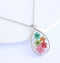 Teardrop Pressed Flower Pendant Necklace, Real Dried Flower Resin Jewellery