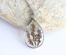 Teardrop Pressed Flower Pendant Necklace, Real Dried Flower Resin Jewellery