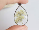 Teardrop Pressed Flower Pendant Necklace, Real Dried Flower Resin Jewellery