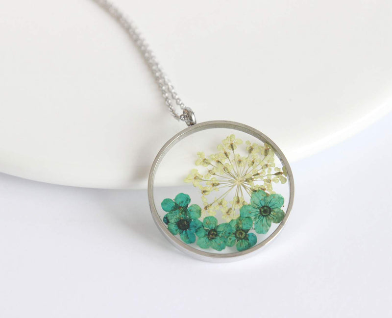 Pressed Flower Pendant Necklace, Real Dried Flower Resin Jewellery