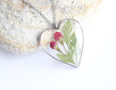 Heart Pressed Flower Pendant Necklace, Real Dried Flower Resin Jewellery