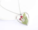 Heart Pressed Flower Pendant Necklace, Real Dried Flower Resin Jewellery