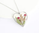 Heart Pressed Flower Pendant Necklace, Real Dried Flower Resin Jewellery