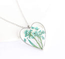 Heart Pressed Flower Pendant Necklace, Real Dried Flower Resin Jewellery