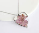 Heart Pressed Flower Pendant Necklace, Real Dried Flower Resin Jewellery