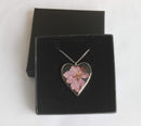 Heart Pressed Flower Pendant Necklace, Real Dried Flower Resin Jewellery