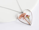 Heart Pressed Flower Pendant Necklace, Real Dried Flower Resin Jewellery