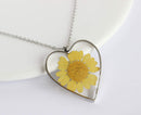 Heart Pressed Flower Pendant Necklace, Real Dried Flower Resin Jewellery