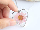 Heart Pressed Flower Pendant Necklace, Real Dried Flower Resin Jewellery