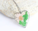 Heart Pressed Flower Pendant Necklace, Real Dried Flower Resin Jewellery