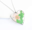 Heart Pressed Flower Pendant Necklace, Real Dried Flower Resin Jewellery