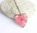 Heart Pressed Flower Pendant Necklace, Real Dried Flower Resin Jewellery