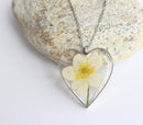 Heart Pressed Flower Pendant Necklace, Real Dried Flower Resin Jewellery