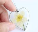 Heart Pressed Flower Pendant Necklace, Real Dried Flower Resin Jewellery