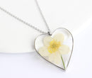 Heart Pressed Flower Pendant Necklace, Real Dried Flower Resin Jewellery