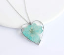 Heart Pressed Flower Pendant Necklace, Real Dried Flower Resin Jewellery