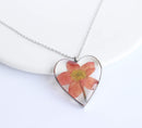 Heart Pressed Flower Pendant Necklace, Real Dried Flower Resin Jewellery