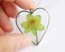 Heart Pressed Flower Pendant Necklace, Real Dried Flower Resin Jewellery