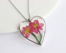 Heart Pressed Flower Pendant Necklace, Real Dried Flower Resin Jewellery