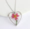 Heart Pressed Flower Pendant Necklace, Real Dried Flower Resin Jewellery