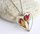 Heart Pressed Flower Pendant Necklace, Real Dried Flower Resin Jewellery