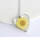 Heart Pressed Flower Pendant Necklace, Real Dried Flower Resin Jewellery