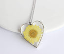 Heart Pressed Flower Pendant Necklace, Real Dried Flower Resin Jewellery