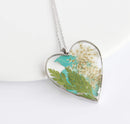 Heart Pressed Flower Pendant Necklace, Real Dried Flower Resin Jewellery