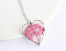 Heart Pressed Flower Pendant Necklace, Real Dried Flower Resin Jewellery