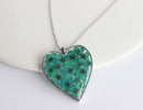 Heart Pressed Flower Pendant Necklace, Real Dried Flower Resin Jewellery