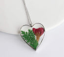 Heart Pressed Flower Pendant Necklace, Real Dried Flower Resin Jewellery