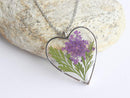 Heart Pressed Flower Pendant Necklace, Real Dried Flower Resin Jewellery