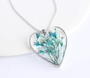 Heart Pressed Flower Pendant Necklace, Real Dried Flower Resin Jewellery