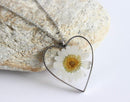 Heart Pressed Flower Pendant Necklace, Real Dried Flower Resin Jewellery