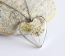 Heart Pressed Flower Pendant Necklace, Real Dried Flower Resin Jewellery