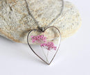 Heart Pressed Flower Pendant Necklace, Real Dried Flower Resin Jewellery