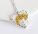 Heart Pressed Flower Pendant Necklace, Real Dried Flower Resin Jewellery