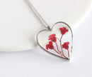 Heart Pressed Flower Pendant Necklace, Real Dried Flower Resin Jewellery