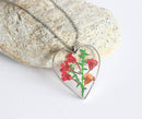 Heart Pressed Flower Pendant Necklace, Real Dried Flower Resin Jewellery